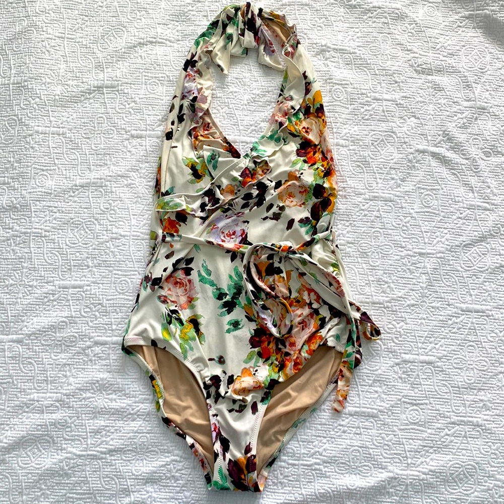 Anthropologie Halter One Piece Floral Swimsuit 10